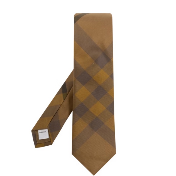Burberry Manston Check Silk Tie In Cedar Ip Check - Picture 1 of 4